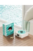 Mini Nostalji Plak Görünüm Dekor Waves Bluetooth Işıklı Müzik Çalar Alarm Saat TF Kart Aux Özellikli - 3