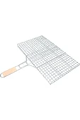 Ahşap Saplı Mangal Izgarası Galvanizli Paslanmaz Kafes Demir 30 x 40 cm - 1
