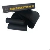 DİKİŞLİ DİREKSİYON KILIFI İTHAL SİYAH DERİ NOKTALI DERİ MAVİ YÜZÜK MAVİ DİKİŞLİ FORD CUSTOM İÇİN - 2