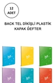 BACK Tel Dikişli Plastik Kapak Defter A5 60 Yaprak Çizgili - 1