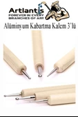 Ahşap Alüminyum Kabartma Kalemi 6 lı 1 Paket Aliminyum Folyo Kabartma Çift Uçlu İzleme Noktalama Kalemi Gravür - 3