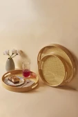 3'lü Bambu Hazeran Yuvarlak Tepsi Seti 30 - 35 - 40 Cm 3 Boy - 1