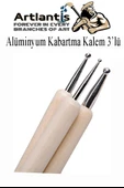 Ahşap Alüminyum Kabartma Kalemi 6 lı 1 Paket Aliminyum Folyo Kabartma Çift Uçlu İzleme Noktalama Kalemi Gravür - 2