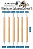 Ahşap Alüminyum Kabartma Kalemi 6 lı 1 Paket Aliminyum Folyo Kabartma Çift Uçlu İzleme Noktalama Kalemi Gravür - 1