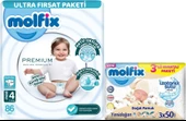 Molfix Premium Bebek Bezi Beden:4 (7-14KG) Maxi 86 Adet Ultra Fırsat Pk + 3 Adet Islak Mendil - 1