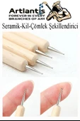 Seramik Kil Çömlek Şekillendirici 6 lı 1 Paket Seramik Modelaj Oyma Seti Heykel Hobi Tasarım Deri Oyma Çizim Kalemi - 4