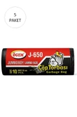J-650 Jumbo Boy Çöp Torbası 80 x 110 cm 10 Lu Rulo x 5 Paket = 50 Adet (Siyah) - 1
