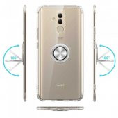 Huawei Mate 20 Lite Kılıf Manyetik Yüzüklü Standlı Transparan Airbag Silikon Kapak - 4