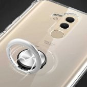 Huawei Mate 20 Lite Kılıf Manyetik Yüzüklü Standlı Transparan Airbag Silikon Kapak - 8