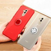 Huawei Mate 20 Lite Kılıf Manyetik Yüzüklü Standlı Transparan Airbag Silikon Kapak - 10