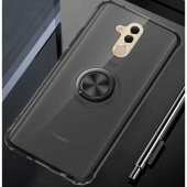 Huawei Mate 20 Lite Kılıf Manyetik Yüzüklü Standlı Transparan Airbag Silikon Kapak - 12