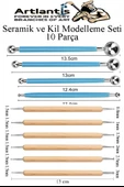 Top Uçlu Seramik ve Kil Modelleme Seti 10lu 1 Paket Polimer Kil Şekillendirme Çömlek Oyma Çiçek Marzipan Mandala Top Ütü - 1