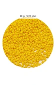 Sarı Renk 4 mm Yaklaşık 220 adet/20 gram Cam Boncuk Oya Yazma Bileklik ve Kolye - 1