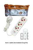 2 Metre Askı Aparatlı Anahtarlı 3lü Grup Priz Royaleks-68134 - 1