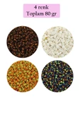 Dökme Cam Kum Boncuk (11/0) 2 mm - 4 Renk - Toplam 80 Gram -  BNC406 - 1