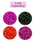 Dökme Cam Kum Boncuk Büyük Boy (6/0) 4 mm - 4 Renk - Toplam 80 Gram - BNC414 - 1