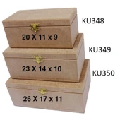 KU349 Ortaboy Dikdörtgen Klipsli Kutu, Boyasız Ham Ahşap Mdf Kutu - 1