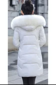 Kışlık Kürklü Kapüşonlu Kadın Şişme Mont thumbnail 2