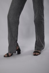 HerTon Yüksek Belli Straight Kalıp Paça Yırtmaçlı Vinatge Denim kot Pantolon 907 - 6