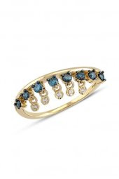 Piano Jewellery Cabaret Salsa Wave Mavi Pırlanta Yüzük 14 Ayar - 1