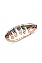 Piano Jewellery Cabaret Salsa Wave Mavi Pırlanta Yüzük 14 Ayar - 2