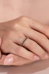 Piano Jewellery Cabaret Salsa Wave Mavi Pırlanta Yüzük 14 Ayar - 8