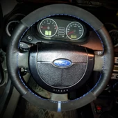 DİKİŞLİ DİREKSİYON KILIFI NUBUK DERİ NOKTALI DERİ MAVİ YÜZÜK / DİKİŞ FORD CONNECT İÇİN - 1