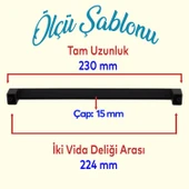 10 Adet Bihter Mobilya Mutfak Dolabı Çekmece Dolap Kapak Kulpu Kulbu Metal Siyah (224 MM-22.4 CM) thumbnail 2