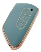 Volkswagen Golf 8 Seat Cupra Skoda Octavia Uyumlu Kumanda Anahtar Kılıfı Oto Anahtarlık Gri Gold thumbnail 3