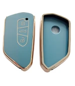 Volkswagen Golf 8 Seat Cupra Skoda Octavia Uyumlu Kumanda Anahtar Kılıfı Oto Anahtarlık Gri Gold thumbnail 2