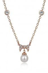 Piano Jewellery Gravity Fiyonk ve İnci Altın Kolye 14 Ayar - 1