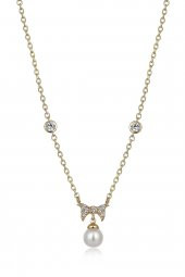 Piano Jewellery Gravity Fiyonk ve İnci Altın Kolye 14 Ayar - 3