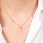 Piano Jewellery Gravity Fiyonk ve İnci Altın Kolye 14 Ayar - 4