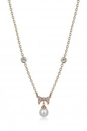 Piano Jewellery Gravity Fiyonk ve İnci Altın Kolye 14 Ayar - 5