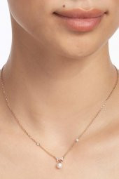 Piano Jewellery Gravity Fiyonk ve İnci Altın Kolye 14 Ayar - 9