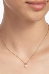 Piano Jewellery Gravity Fiyonk ve İnci Altın Kolye 14 Ayar - 10