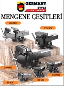 Germany Style Premium Büyük Boy 200mm 8" 360" Dönerli Taban Dövme Çelik Sabit Tezgah Masa Mengenesi - 2