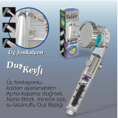 Relax Shower Multy Üç Fonksiyonlu, Açma kapama Ayarlı Tasarruflu Duş Başlığı Hortum ve Askı Aparatı Set - 3