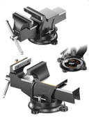 Germany Style Premium Büyük Boy 200mm 8" 360" Dönerli Taban Dövme Çelik Sabit Tezgah Masa Mengenesi - 1