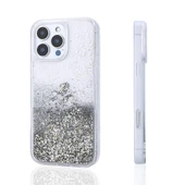 Apple iPhone 16 Pro Kılıf İçi Simli Sıvılı Şeffaf Keto Silikon Kapak - 1