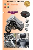 westcover Kuba KH150-12D  MOTORSİKLET BRANDASI KORUMA ÖRTÜSÜ ARKA ÇANTA UYUMLU GRİ RENK thumbnail 1