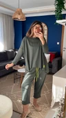 Kadın Iki Iplik Viskon Pamuk Kumaş Arma Detaylı Ikili Takım thumbnail 2
