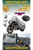 westcover Kymco Aktiv 125  MOTORSİKLET BRANDASI KORUMA ÖRTÜSÜ ARKA ÇANTA UYUMLU GRİ RENK thumbnail 2