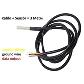 3 Metre Su Geçirmez DS18B20 Dijital Isı Sensörü - Kablolu Sensör - 1