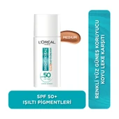 L'Oréal Paris Bright Reveal Spf 50+ Koyu Leke Karşıtı Renkli Fluid Günlük Yüz Güneş Kremi 50 ml - Medium - 1