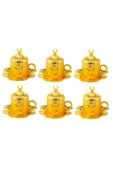 Lalezar 6 Kişilik 24 Parça Altın Renkli Porselenli Türk Kahvesi Fincan Seti - 1