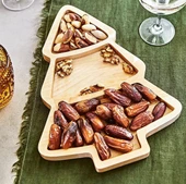 Ahşap Sunumluk Çerezlik Çam Ağaç Şekli Servis Meyve Tabağı Tepsi 3 Bölmeli Kahvaltılık - 2