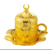 Lalezar 6 Kişilik 24 Parça Altın Renkli Porselenli Türk Kahvesi Fincan Seti - 2