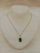 YEŞİL TAŞLI GOLD KOLYE - 1