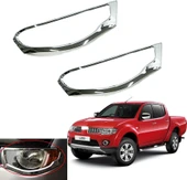 Mitsubishi L200 Uyumlu 2006 2014 Ön Far Kaplama ABS (Plastik) Krom - 1
